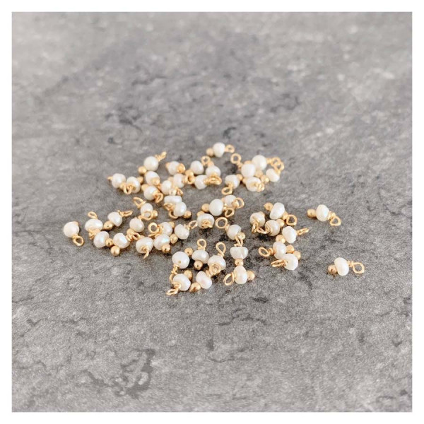 Perle Montée 3 mm Doré à l'or fin 24K - Nacre - 10 pcs