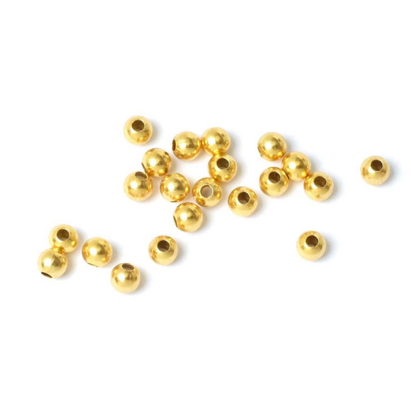 Perle Ronde 4 mm Doré à l'or fin 24K - 10 pcs