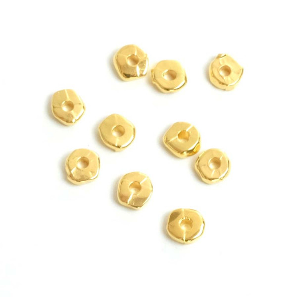 Perle Rondelle 5 mm Métal Doré à l'or fin 24K - 10 pcs