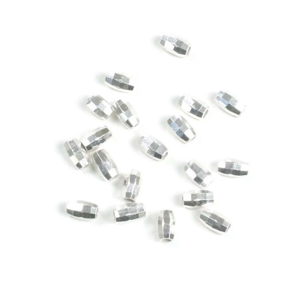 Perle Ovale Facettée Argenté 925 - 10 pcs