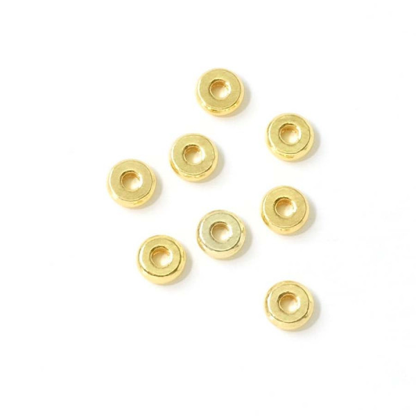 Perle Rondelle 6 mm Doré à l'or fin 24K - 10 pcs