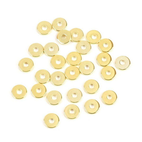 Perle Rondelle 6 mm Doré à l'or fin 24K- 10 pcs