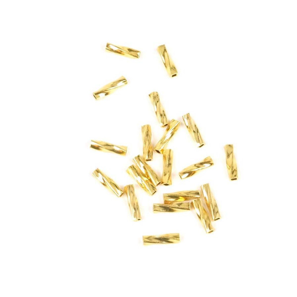 Perle Tube Torsadé Doré à l'or fin 24K - 10 pcs