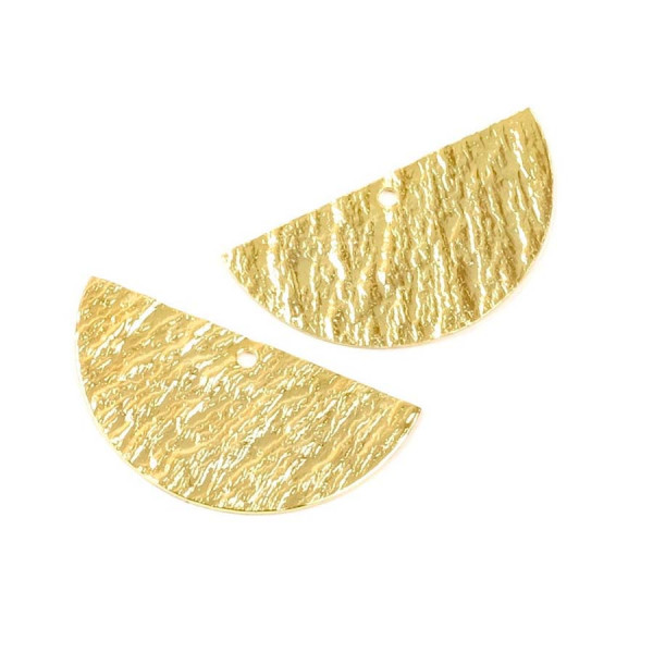 Pendentif Demi-Cercle 25 mm Doré à l'or fin 24K - 2 pcs