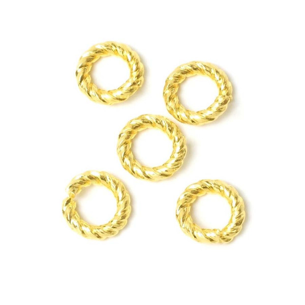 Anneau Ouvert Torsadé 10 mm Doré à l'or fin 24K - 2 pcs