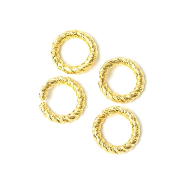 Anneau Ouvert Torsadé 12 mm Doré à l'or fin 24K - 2 pcs