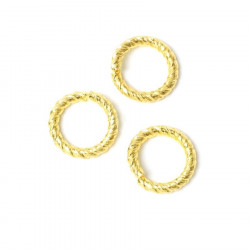 Anneau Ouvert Torsadé 14 mm Doré à l'or fin 24K - 2 pcs