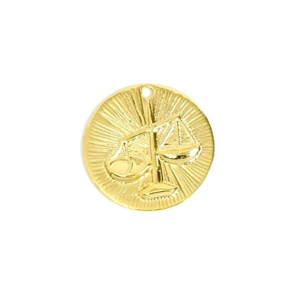 Pendentif Signe Astrologique Balance Doré à l'or fin 24K