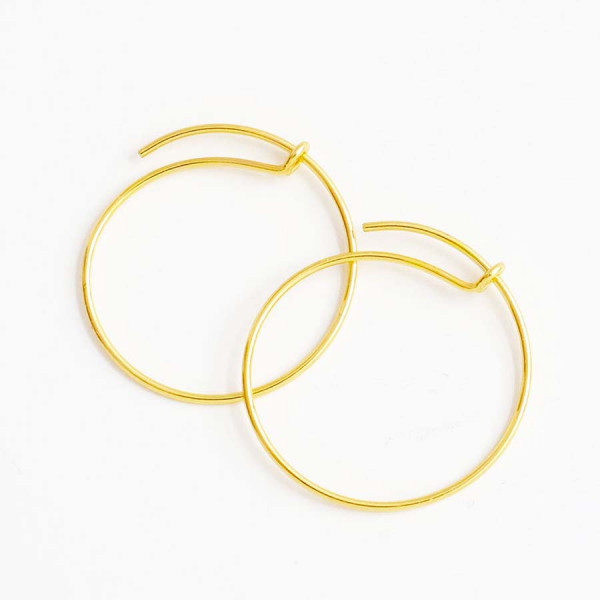 Boucle d'oreille Créole 20 mm Doré à l'or fin 24K - 2 pcs