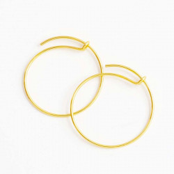 Boucle d'oreille Créole 20 mm Doré à l'or fin 24K - 2 pcs