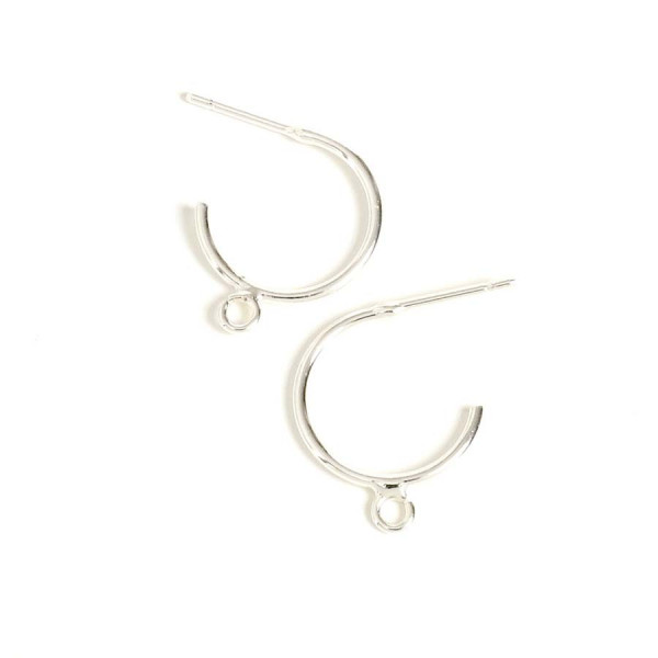 Boucle d'oreille Créole Clou Argenté 925 - 2 pcs