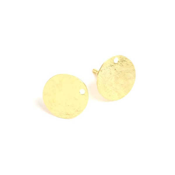 Clou d'oreille Rond Texture Granite Doré à l'or fin 24K - 2 pcs