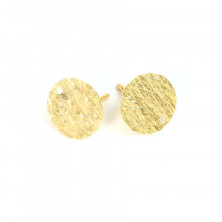 Clou d'oreille Rond Texture Ardoise Doré à l'or fin 24K - 2 pcs