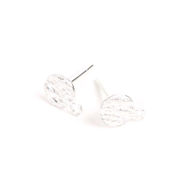 Clou d'oreille Texturé Argenté 925 - 2 pcs