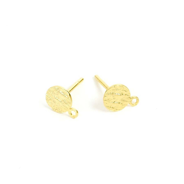 Clou d'oreille Texture Ardoise 6 x 8 mm Doré à l'or fin 24K - 2 pcs