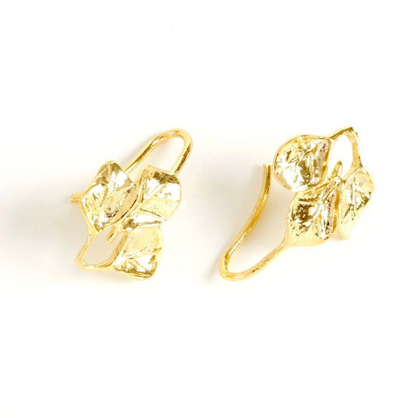 Boucle d'oreille Feuille Doré à l'or fin 24K - 2 pcs