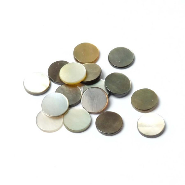 Cabochon Rond Plat 6 mm Nacre Noire Naturelle 2 pcs