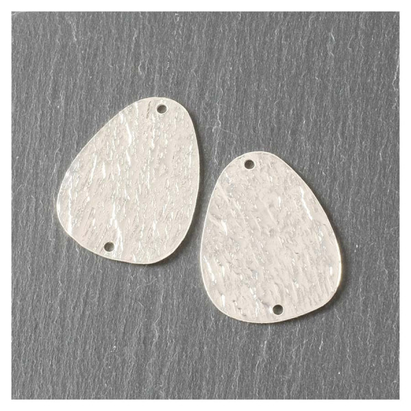 Connecteur Galets Texture Ardoise Argenté 925 - 2 pcs