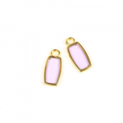 Pendentif Vitrail Rectangle Doré à l'or fin 24K - 2 pcs Violet