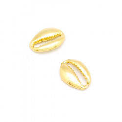 Coquillage Cauris Doré à l'or fin 24K - 2 pcs 14 x 20 mm - 2 pcs