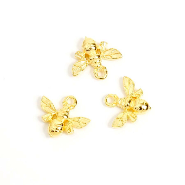 Pendentif Abeille Doré à l'or fin 24K - 2 pcs