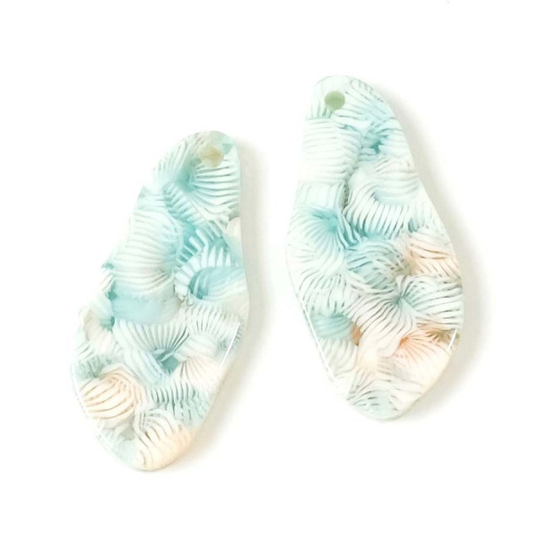 Pendentif Acétate Corail Turquoise - 2 pcs