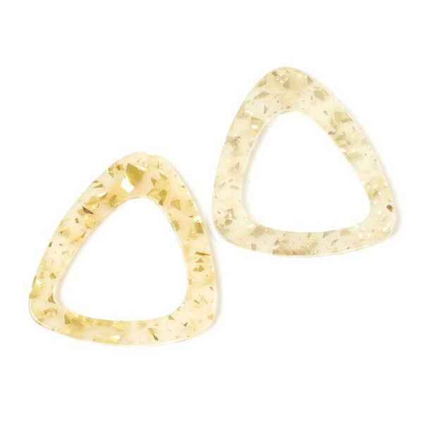 Pendentif Anneau Triangle Acétate Inclusions Dorées - 2 pcs