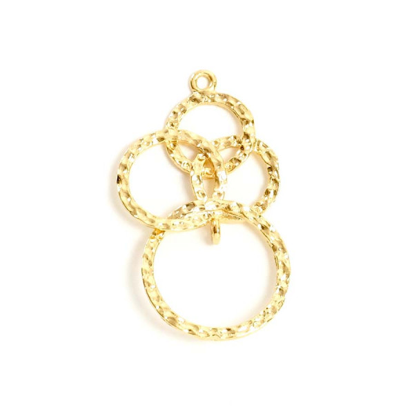 Pendentif Cercles entrelacés Doré à l'or fin 24K - 2 pcs