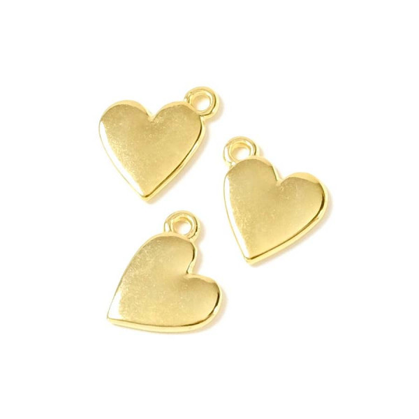 Pendentif Cœur Plein Doré à l'or fin 24K- 2 pcs