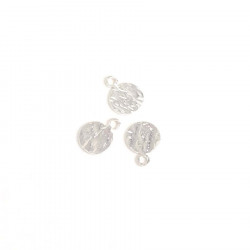 Pendentif Rond Texturé 6 mm Argenté 925 - 2 pcs