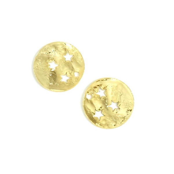 Pendentif Martelé 3 Étoiles Doré à l'or fin 24K - 2 pcs