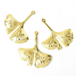 Pendentif Feuille de Ginkgo Doré à l'or fin 24K - 2 pcs