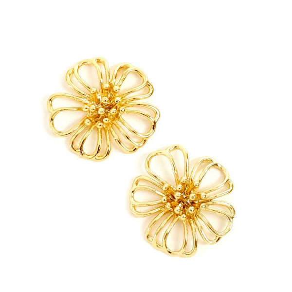 Pendentif Fleur Ajourée Doré à l'or fin 24K - 2 pcs