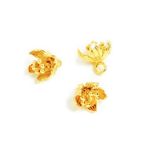 Pendentif Petite Fleur Doré à l'or fin 24K - 2 pcs