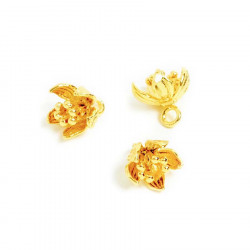 Pendentif Petite Fleur Doré à l'or fin 24K - 2 pcs