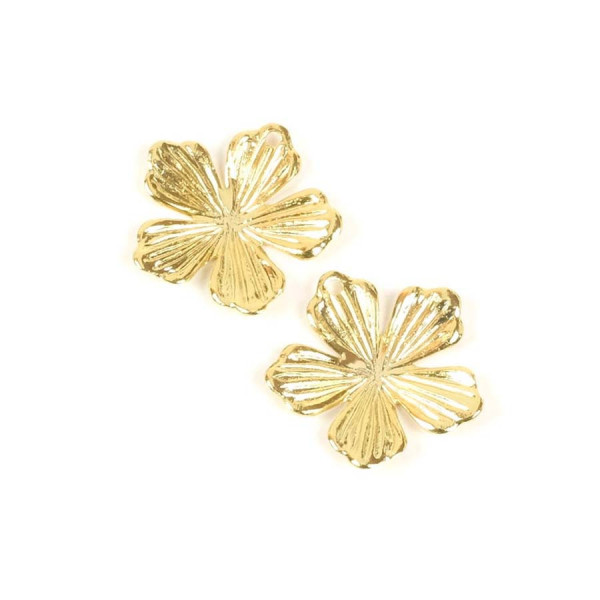 Pendentif Fleur Doré à l'or fin 24K - 2 pcs