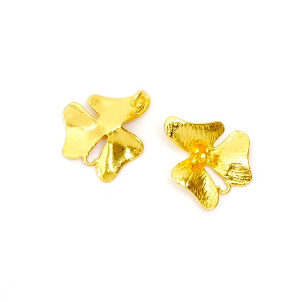 Pendentif Fleur Orchidée Doré à l'or fin 24K - 2 pcs