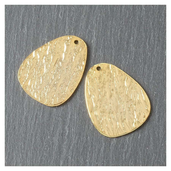 Pendentif Galet Texture Ardoise Doré à l'or fin 24K - 2 pcs