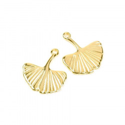 Pendentif Feuille de Ginkgo Doré à l'or fin 24K - 2 pcs