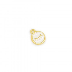 Pendentif Œil Émaillé Blanc Doré Or 24K - 2 pcs