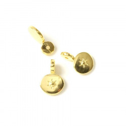 Pendentif Rond Étoile Doré à l'or fin 24K - 2 pcs