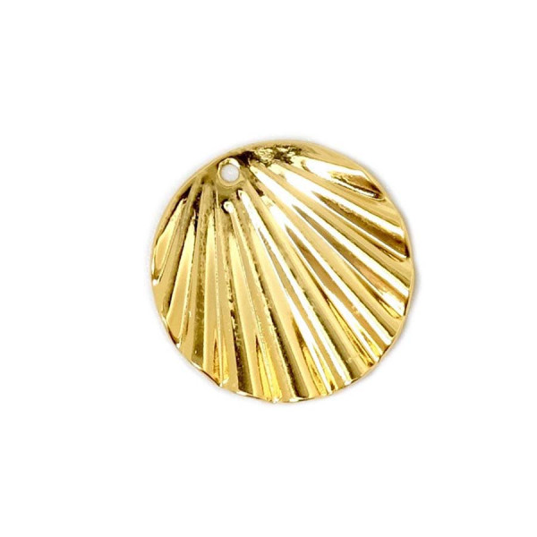 Pendentif Rond Ondulé Doré à l'or fin 24K - 2 pcs