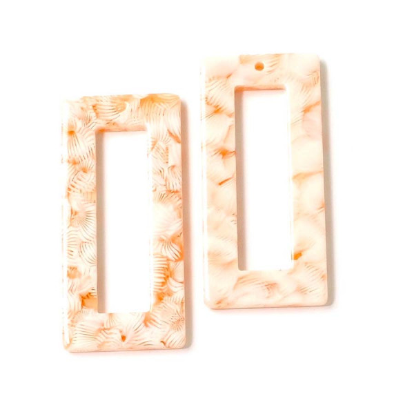 Pendentif Rectangle Acétate Corail 2 pcs