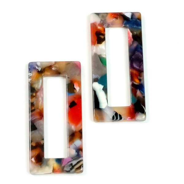 Pendentif Rectangle Acétate Colorfull 2 pcs