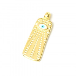 Pendentif Rectangles Œil Émaillé Doré à l'or fin 24K - 2 pcs