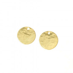 Pendentif Rond 10 mm Texture Granite Doré à l'or fin 24K - 2 pcs