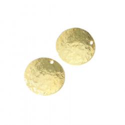 Pendentif Rond 17 mm Texture Granite Doré à l'or fin 24K - 2 pcs