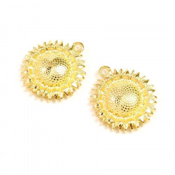 Pendentif Tournesol Doré à l'or fin 24K - 2 pcs