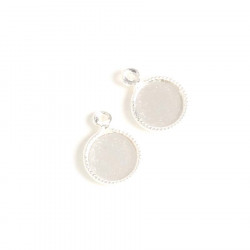 Pendentif Pour Cabochon Rond 8 mm Argenté 925 - 2 pcs