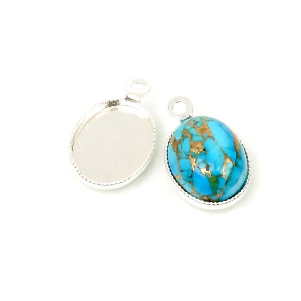 Pendentif Pour Cabochon Ovale Argenté 925 - 2 pcs